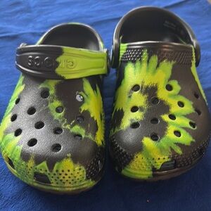 Crocs Kids' Black and Green Clogs